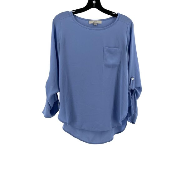 Ann Taylor Loft Women's Sheer Baby Blue Long Sleeve Top Blouse Size XS - Picture 2 of 10